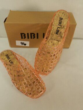 BiBi Lou Anthropologie Netted Jelly Mules Pink Flats Sandals NEW NIB Sz 39 US 9